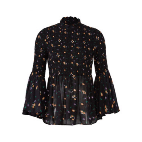 byTimo Tops - byTimo • Bohemian Smocking Blouse Black Floral